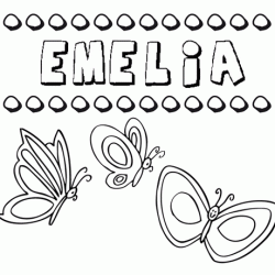 Desenho do nome Emelia para imprimir e pintar. Imagens de nomes