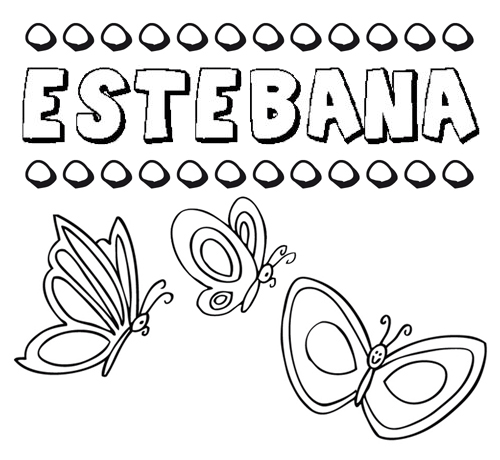 Desenho do nome Estébana para imprimir e pintar. Imagens de nomes