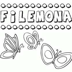 Desenho do nome Filemona para imprimir e pintar. Imagens de nomes