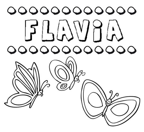 Desenho do nome Flavia para imprimir e pintar. Imagens de nomes