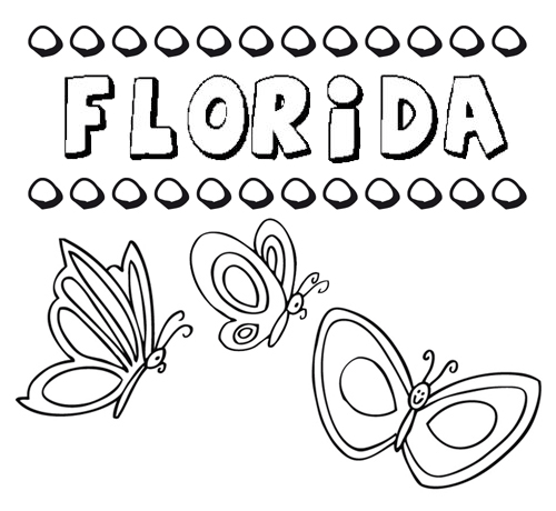 Desenho do nome Florida para imprimir e pintar. Imagens de nomes