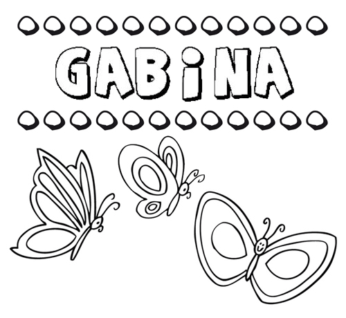 Desenho do nome Gabina para imprimir e pintar. Imagens de nomes