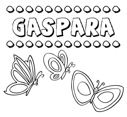 Desenho do nome Gaspara para imprimir e pintar. Imagens de nomes