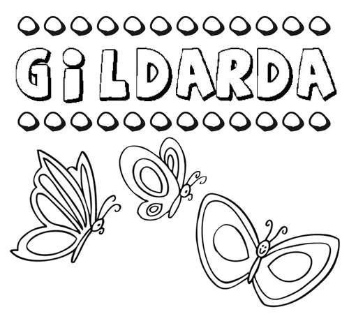 Desenho do nome Gildarda para imprimir e pintar. Imagens de nomes