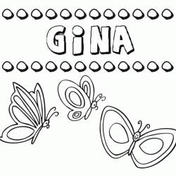 Desenho do nome Gina para imprimir e pintar. Imagens de nomes