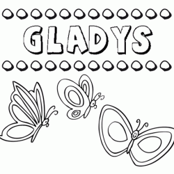 Desenho do nome Gladys para imprimir e pintar. Imagens de nomes