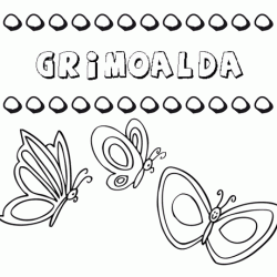 Desenho do nome Grimoalda para imprimir e pintar. Imagens de nomes