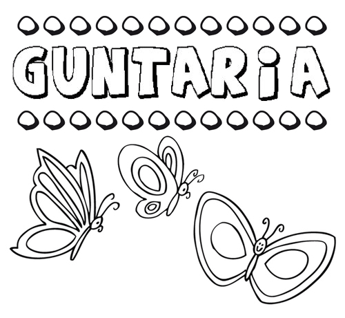 Desenho do nome Guntaria para imprimir e pintar. Imagens de nomes