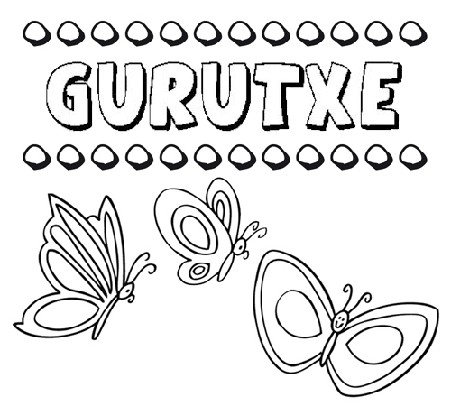 Desenho do nome Gurutxe para imprimir e pintar. Imagens de nomes
