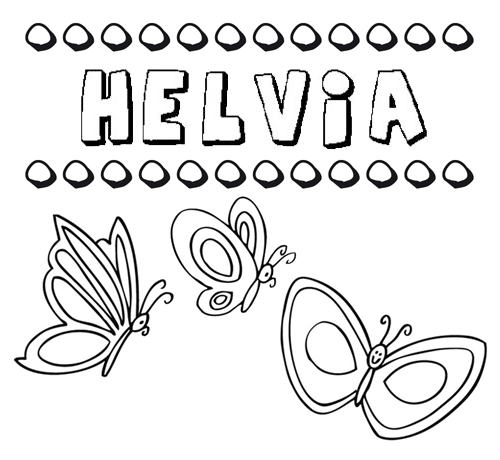 Desenho do nome Helvia para imprimir e pintar. Imagens de nomes