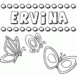 Desenho do nome Ervina para imprimir e pintar. Imagens de nomes