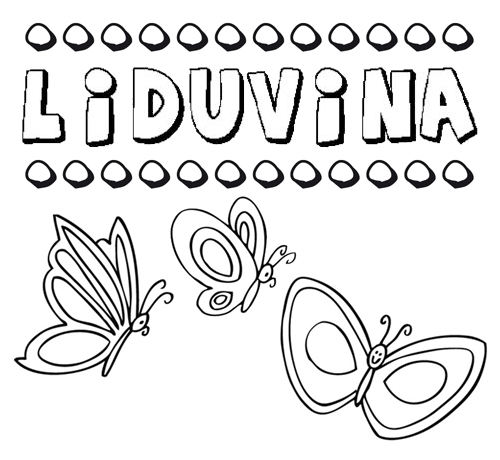 Desenho do nome Liduvina para imprimir e pintar. Imagens de nomes