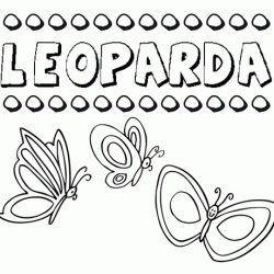Desenho do nome Leoparda para imprimir e pintar. Imagens de nomes