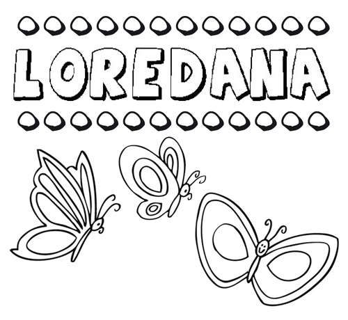 Desenho do nome Loredana para imprimir e pintar. Imagens de nomes
