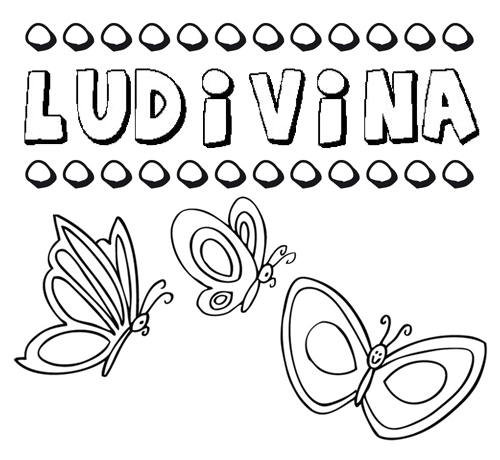 Desenho do nome Ludivina para imprimir e pintar. Imagens de nomes