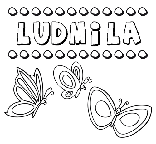 Desenho do nome Ludmila para imprimir e pintar. Imagens de nomes