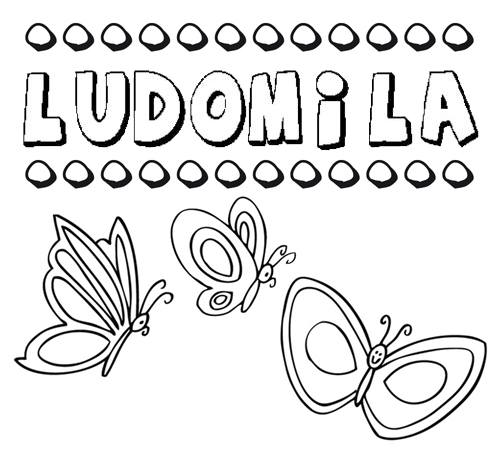 Desenho do nome Ludomila para imprimir e pintar. Imagens de nomes