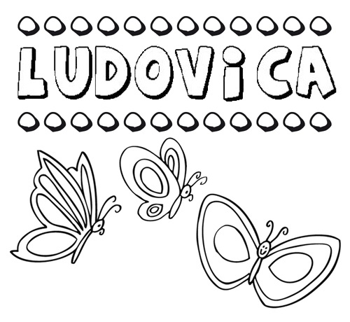 Desenho do nome Ludovica para imprimir e pintar. Imagens de nomes