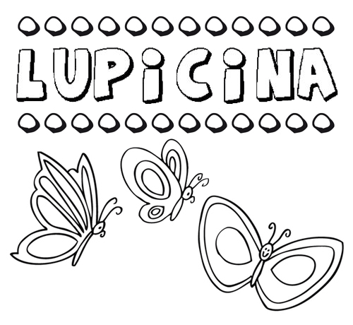 Desenho do nome Lupicina para imprimir e pintar. Imagens de nomes