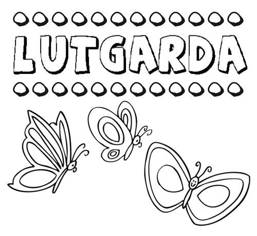 Desenho do nome Lutgarda para imprimir e pintar. Imagens de nomes