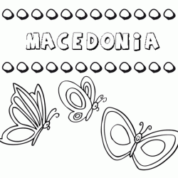 Desenho do nome Macedonia para imprimir e pintar. Imagens de nomes