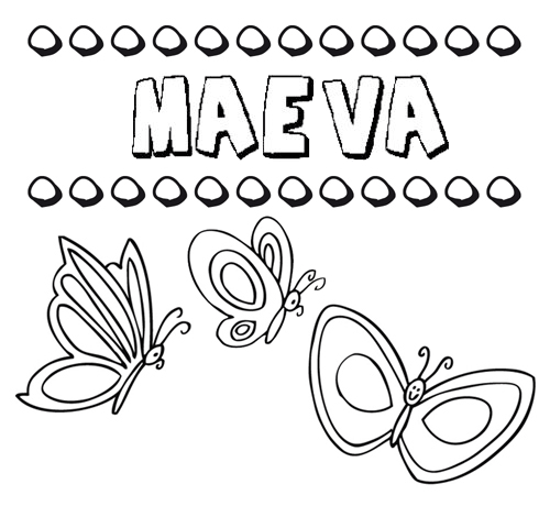 Desenho do nome Maeva para imprimir e pintar. Imagens de nomes