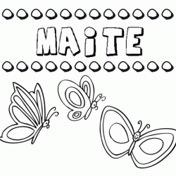 Desenho do nome Maite para imprimir e pintar. Imagens de nomes