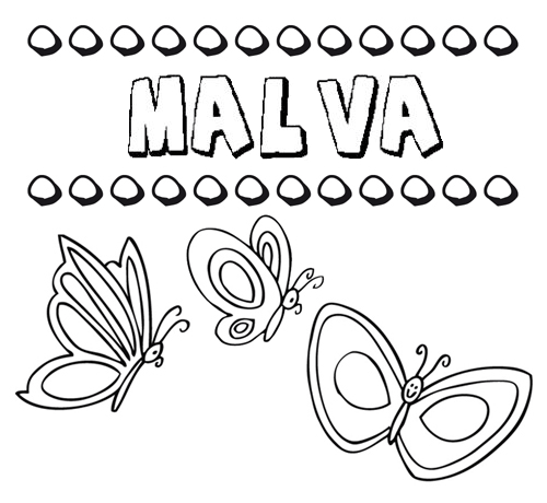 Desenho do nome Malva para imprimir e pintar. Imagens de nomes
