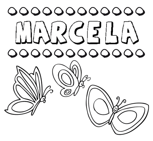 Desenho do nome Marcela para imprimir e pintar. Imagens de nomes