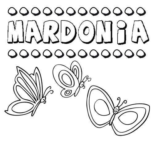 Desenho do nome Mardonia para imprimir e pintar. Imagens de nomes