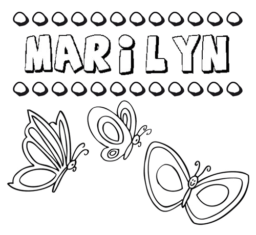 Desenho do nome Marilyn para imprimir e pintar. Imagens de nomes