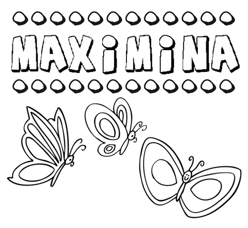 Desenho do nome Maximina para imprimir e pintar. Imagens de nomes