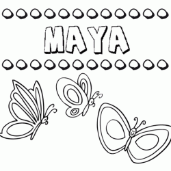 Desenho do nome Maya para imprimir e pintar. Imagens de nomes