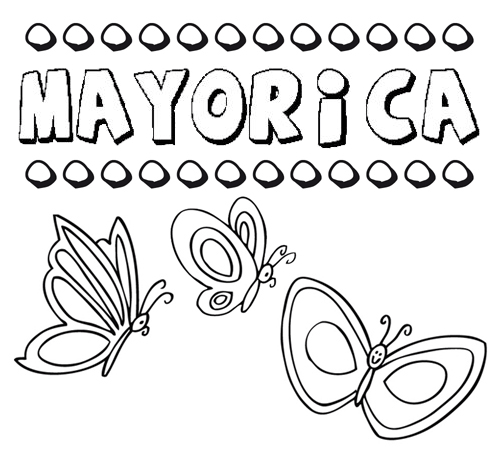 Desenho do nome Mayorica para imprimir e pintar. Imagens de nomes