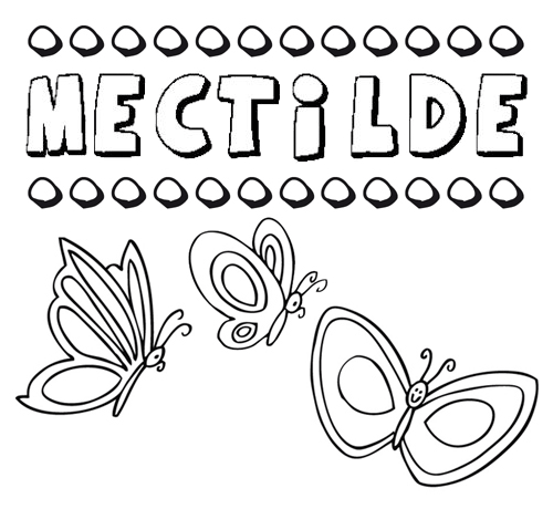Desenho do nome Mectilde para imprimir e pintar. Imagens de nomes