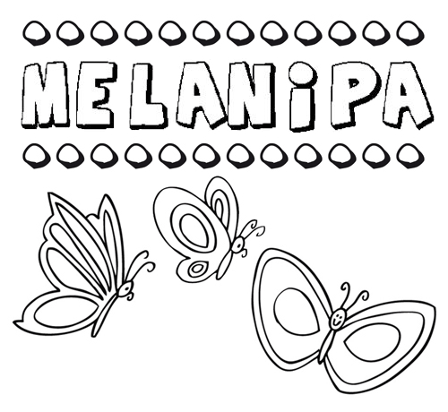 Desenho do nome Melanipa para imprimir e pintar. Imagens de nomes
