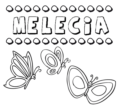 Desenho do nome Melecia para imprimir e pintar. Imagens de nomes