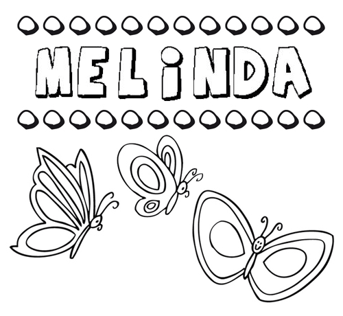 Desenho do nome Melinda para imprimir e pintar. Imagens de nomes