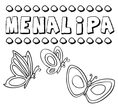Desenho do nome Menalipa para imprimir e pintar. Imagens de nomes
