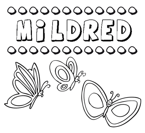 Desenho do nome Mildred para imprimir e pintar. Imagens de nomes