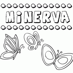 Desenho do nome Minerva para imprimir e pintar. Imagens de nomes