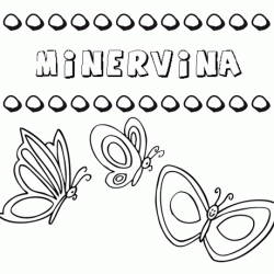 Desenho do nome Minervina para imprimir e pintar. Imagens de nomes