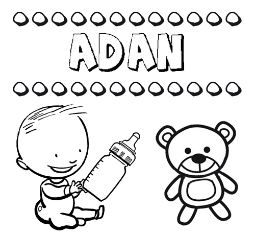 Nome Adán para pintar. Desenhos de todos os nomes para colorir