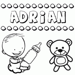 Nome Adrián para pintar. Desenhos de todos os nomes para colorir