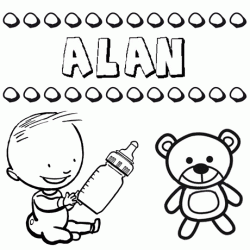 Nome Alan para pintar. Desenhos de todos os nomes para colorir