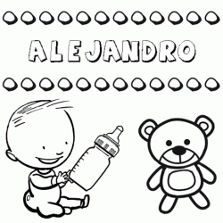 Nome Alejandro para pintar. Desenhos de todos os nomes para colorir