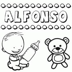 Nome Alfonso para pintar. Desenhos de todos os nomes para colorir