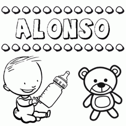 Nome Alonso para pintar. Desenhos de todos os nomes para colorir