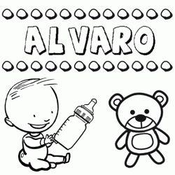 Nome Álvaro para pintar. Desenhos de todos os nomes para colorir