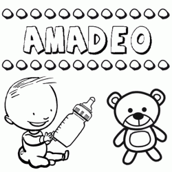Nome Amadeo para pintar. Desenhos de todos os nomes para colorir